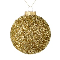 CANVAS Gold Collection Decoration Beaded Tinsel Christmas Ornament, 100-mm