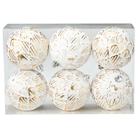 CANVAS Gold Collection Decoration Textured Ball Christmas Ornament Set, 80-mm, 6-pk
