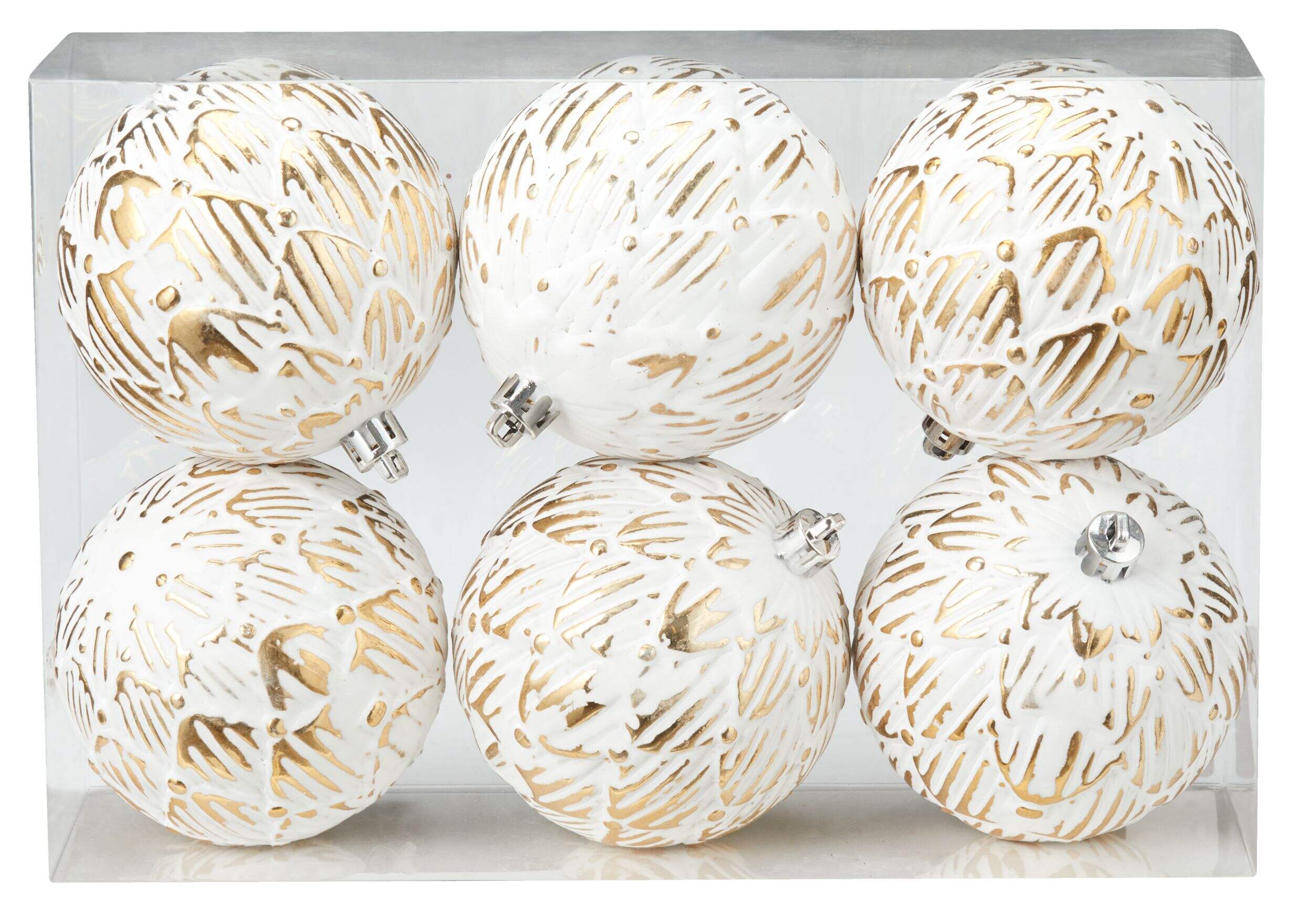 CANVAS Gold Collection Decoration Textured Ball Christmas Ornament Set, 80-mm, 6-pk Front_Elevated