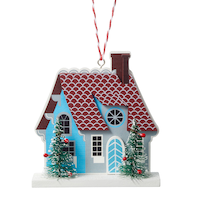 CANVAS Collection Éclat - Ornement de Noël Maison décorée, bleu, 3 1/2 po Front_Flat