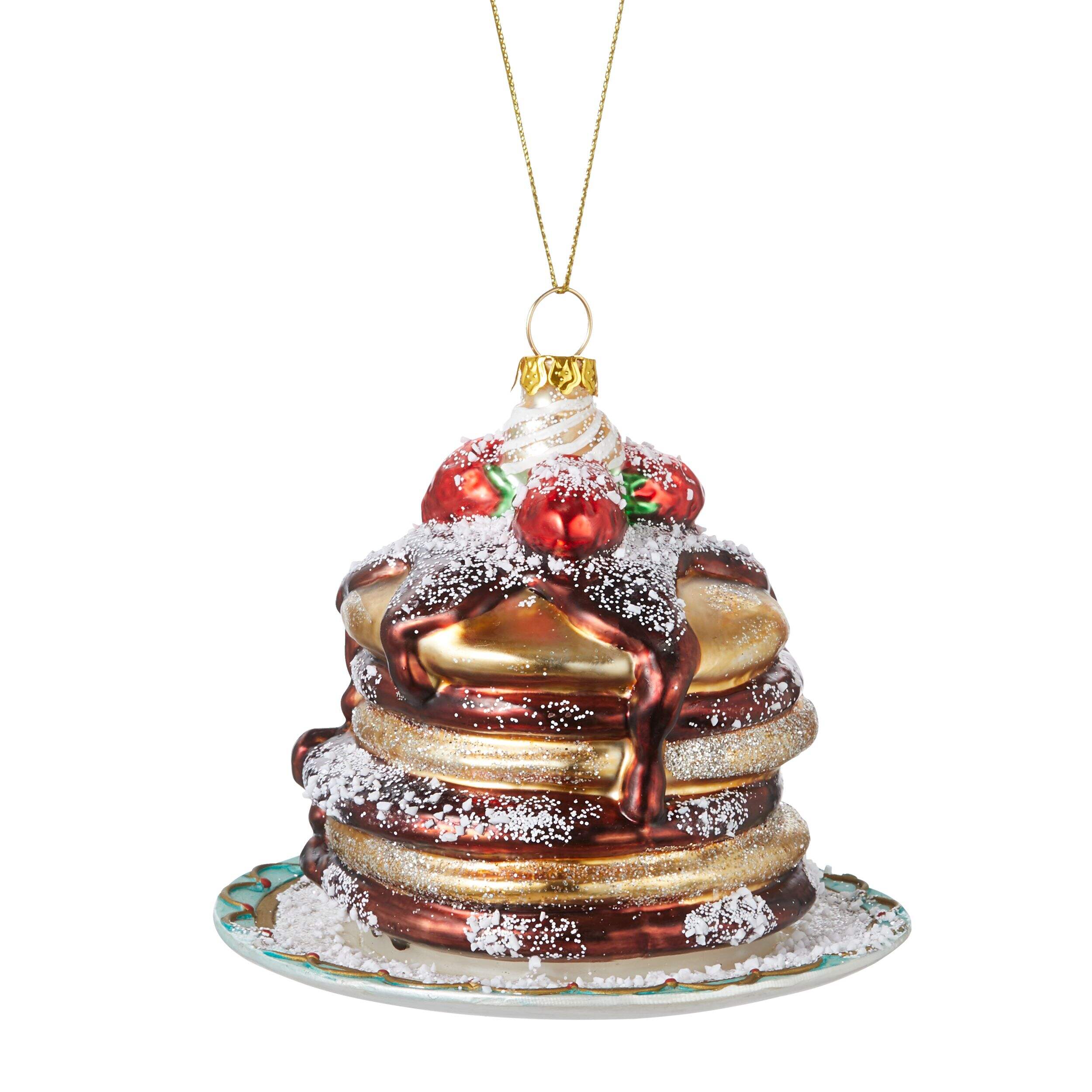 CANVAS Brights Collection Glass Decoration Plate of Pancakes Christmas Ornament, 3 1/2-in Front_Elevated