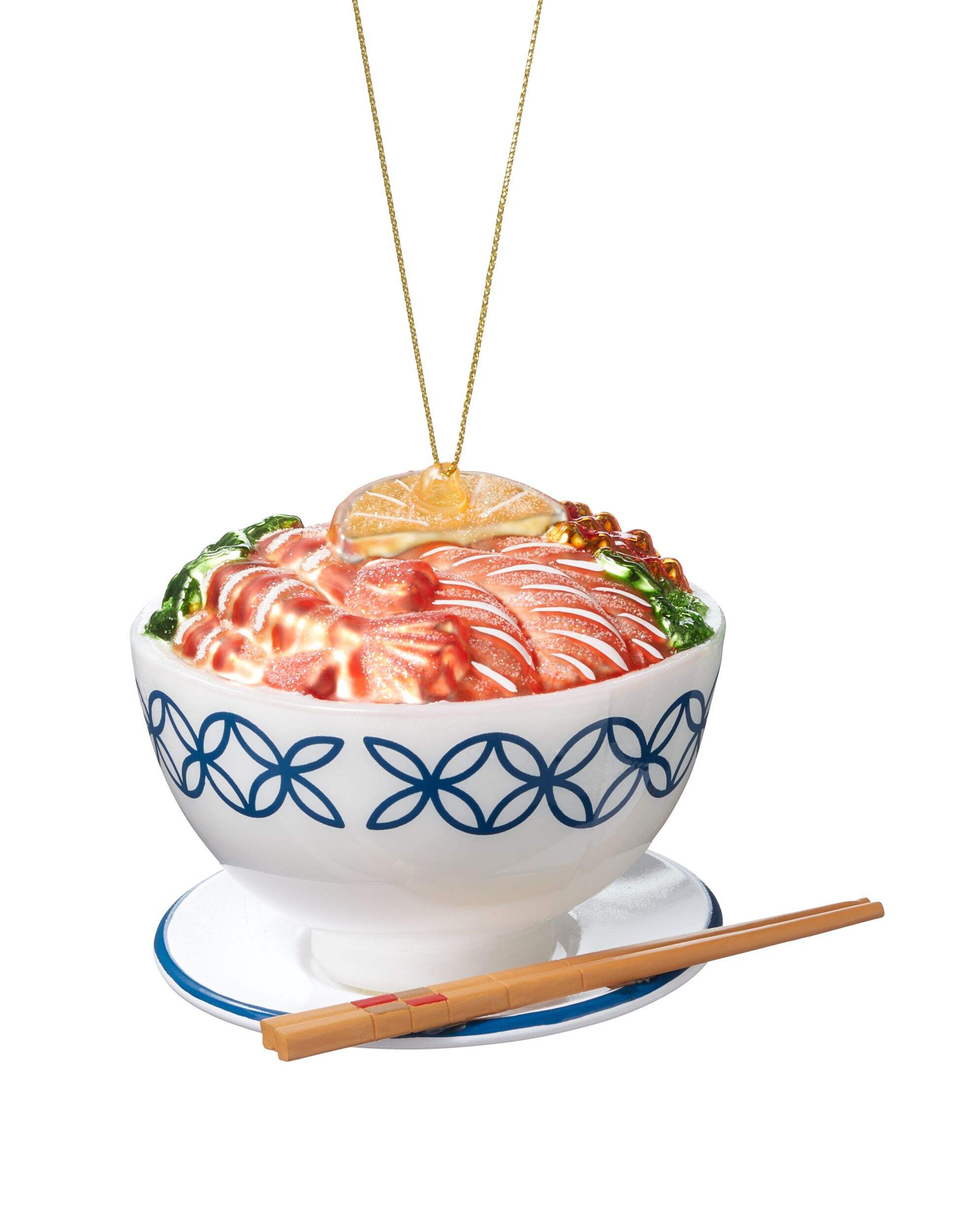 CANVAS Brights Collection Glass Decoration Ramen Noodles Bowl Christmas Ornament, 3-in Front_Flat