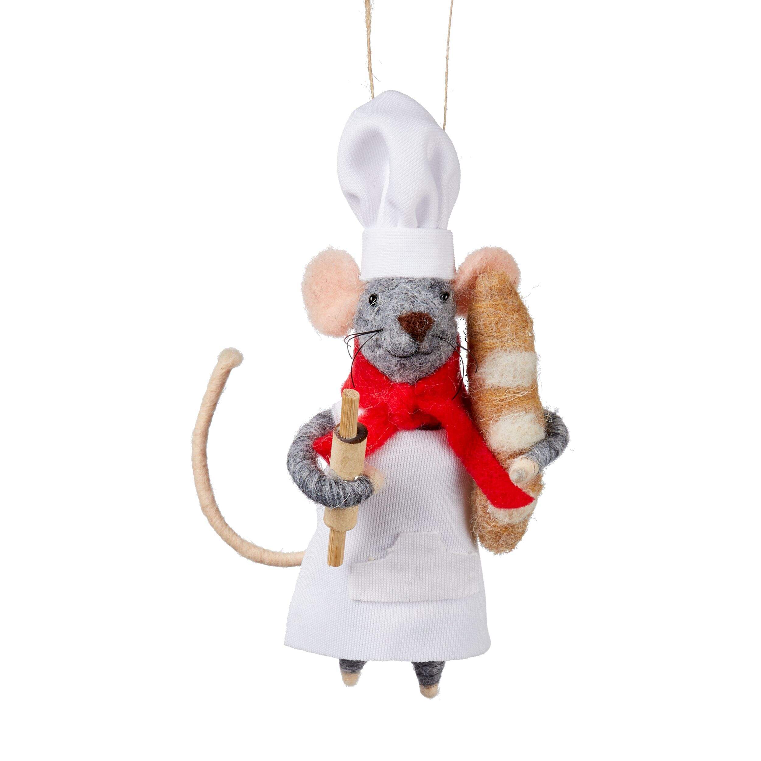 CANVAS Brights Collection Baker Mouse Christmas Felt Ornament, White, 6-in Front_Flat