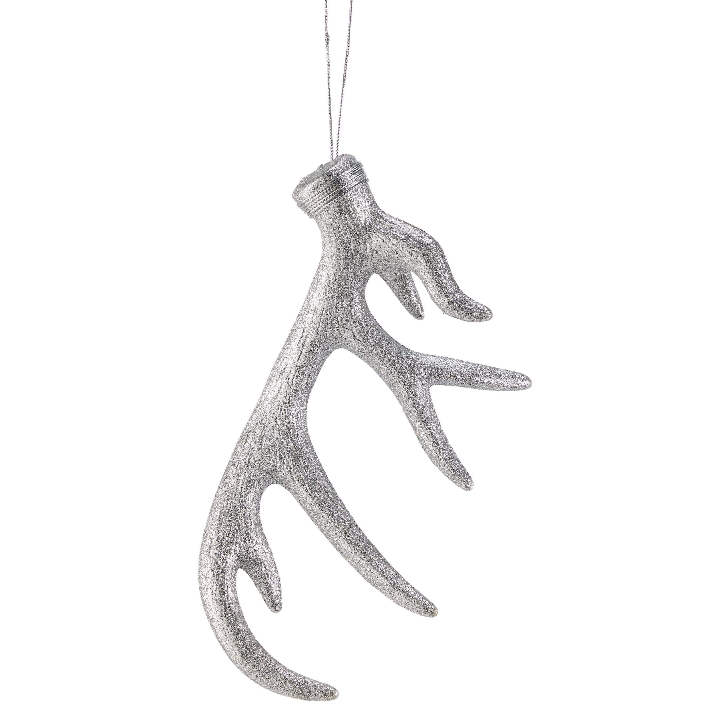 CANVAS Silver Collection Decoration Large Moose Antler Christmas Ornament, 4 1/2-in Front_Elevated