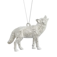 CANVAS White Collection Decoration Howling Wolf Christmas Ornament, 4-in Front_Flat