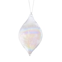 CANVAS Collection Blanche - Ornement de Noël Goutte de pluie en verre avec plume, 100 mm Front_Flat