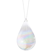 CANVAS Collection Blanche - Ornement de Noël Goutte brillante en verre avec plume, 100 po Front_Flat