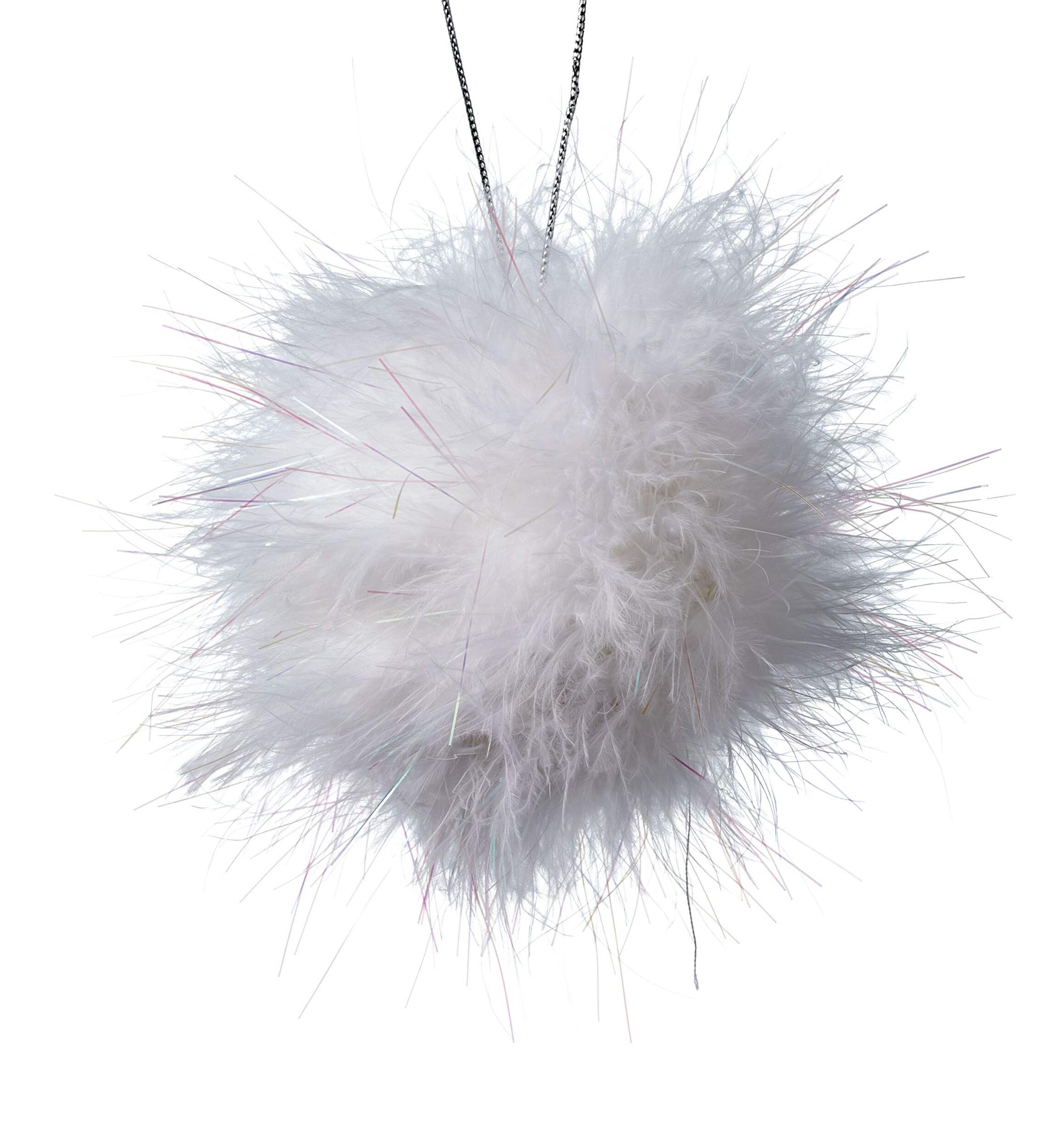 CANVAS White Collection Iridescent Pouf Christmas Ornament, White, 90-mm Front_Flat