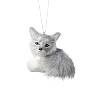 CANVAS Silver Collection Furry Arctic Fox Christmas Ornament, 3 1/2-in Front_Flat