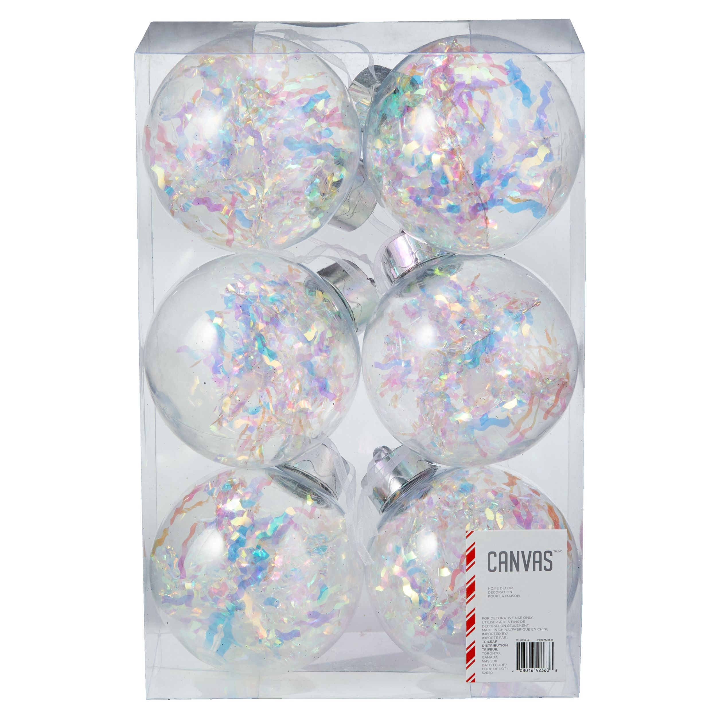 CANVAS Nordic Lights Collection Clear Tinsel Ball Christmas Ornament