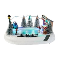 For Living Battery Operated Christmas Village Skating Rink Decoration Set, 11-3/8-in Front_Elevated