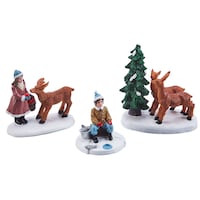 For Living Christmas Decoration Village Wild Animals Accessory Set, 3-pc Composite_or_Mixed