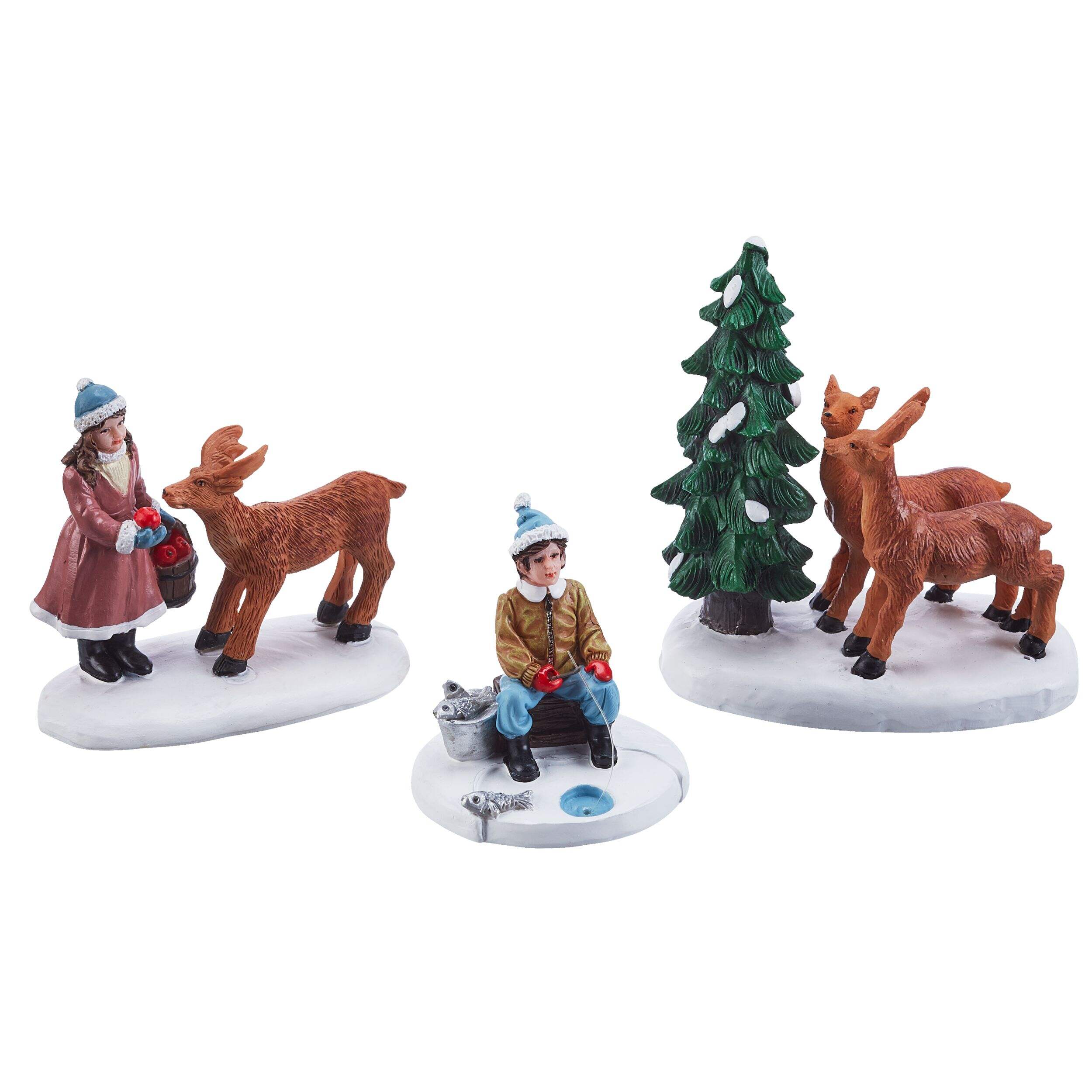 For Living Christmas Decoration Village Wild Animals Accessory Set, 3-pc Composite_or_Mixed