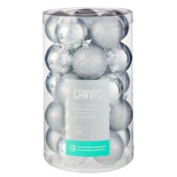 CANVAS - Boule de Noël incassable recyclé, argent fini varié, 60 mm, paq. 25 Front_Elevated