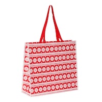 For Living Reusable Non-Woven Christmas Decoration Snowflake Bag, Red & White Front_Angled_Right