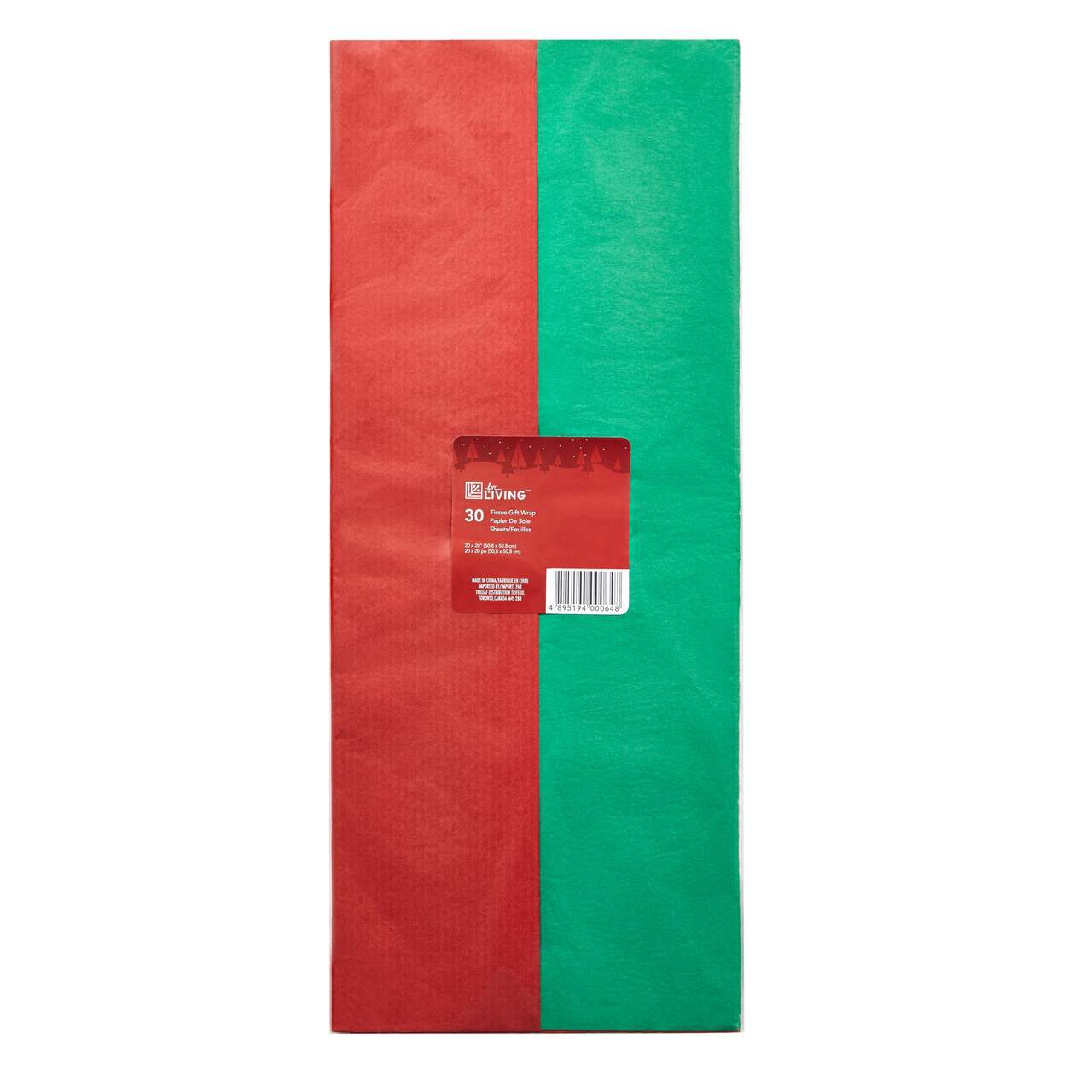 Décoration de Noël papier de soie For Living, rouge/vert/blanc, paq. 50