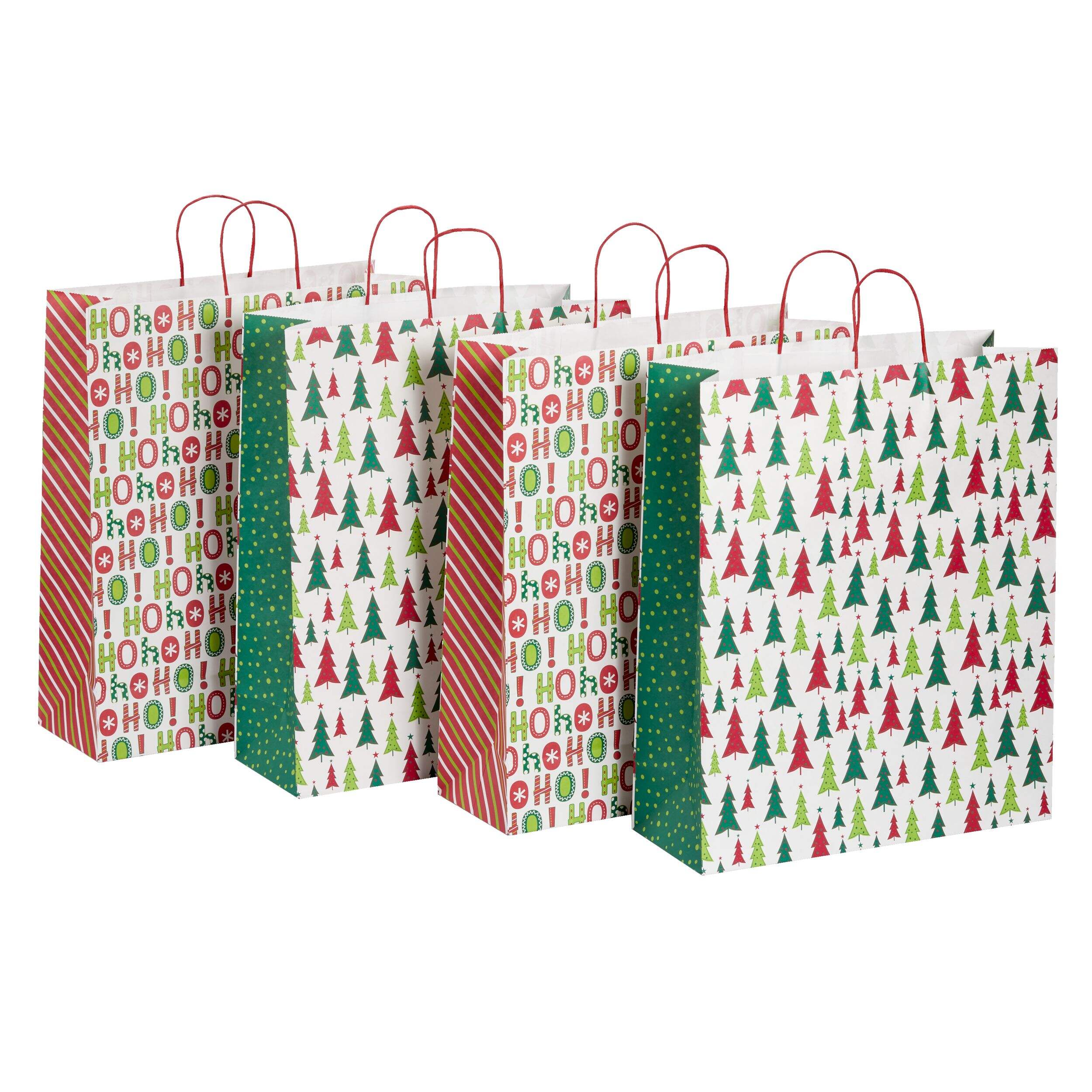 For Living Paper Christmas Decoration Gift Bags, Jumbo, 4-pk Front_Angled_Right