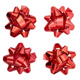 For Living Christmas Decoration Gift Bows, Red Metallic, 15-pc Front_Flat