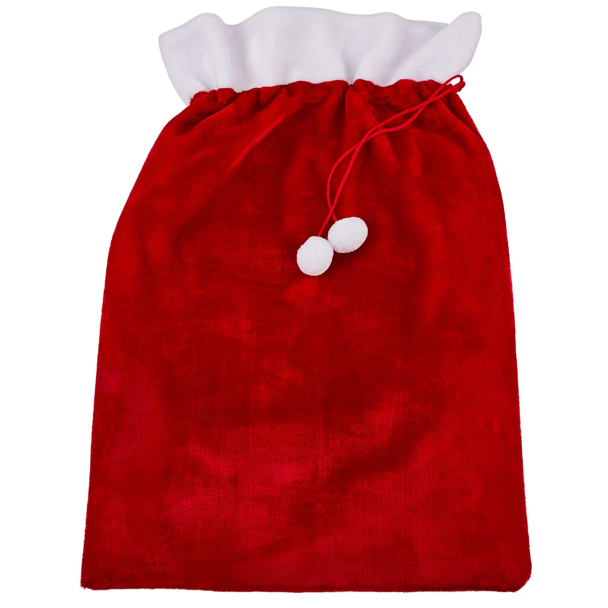 Décoration de Noël sac père Noël en peluche For Living, rouge, 28 x 36 po Front_Flat