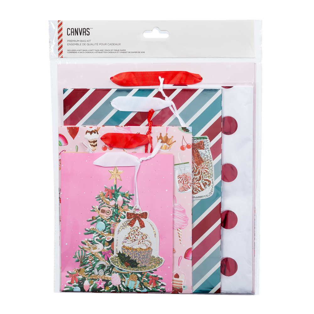 CANVAS Merry & Bright Collection Christmas Premium Holiday Gift Bag Kit