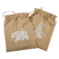 CANVAS - Sac cadeau de Noël en jute, brun, 16 x 20 po, 2 pcs