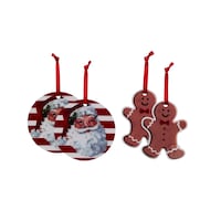 Étiquettes-cadeaux décoratives de Noël CANVAS, rouge nostalgique, 3-1/2 po, paq. 4