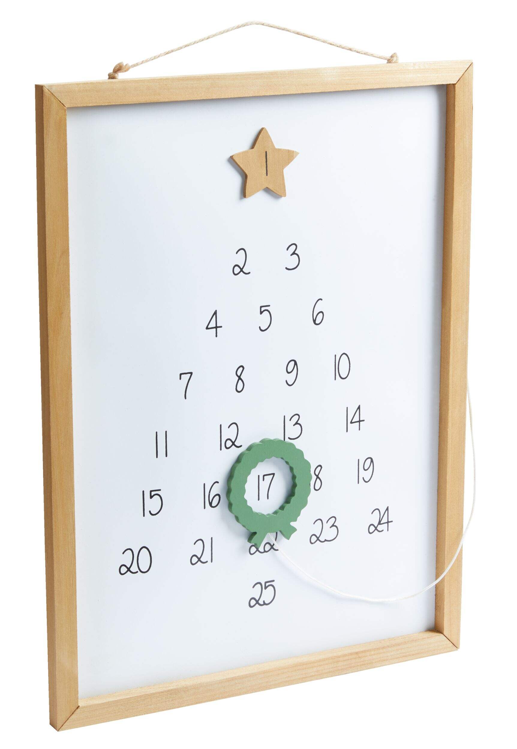 CANVAS Countryside Christmas Magentic, Hanging Wall Advent Calendar with Wooden Wreath, 40 1/2