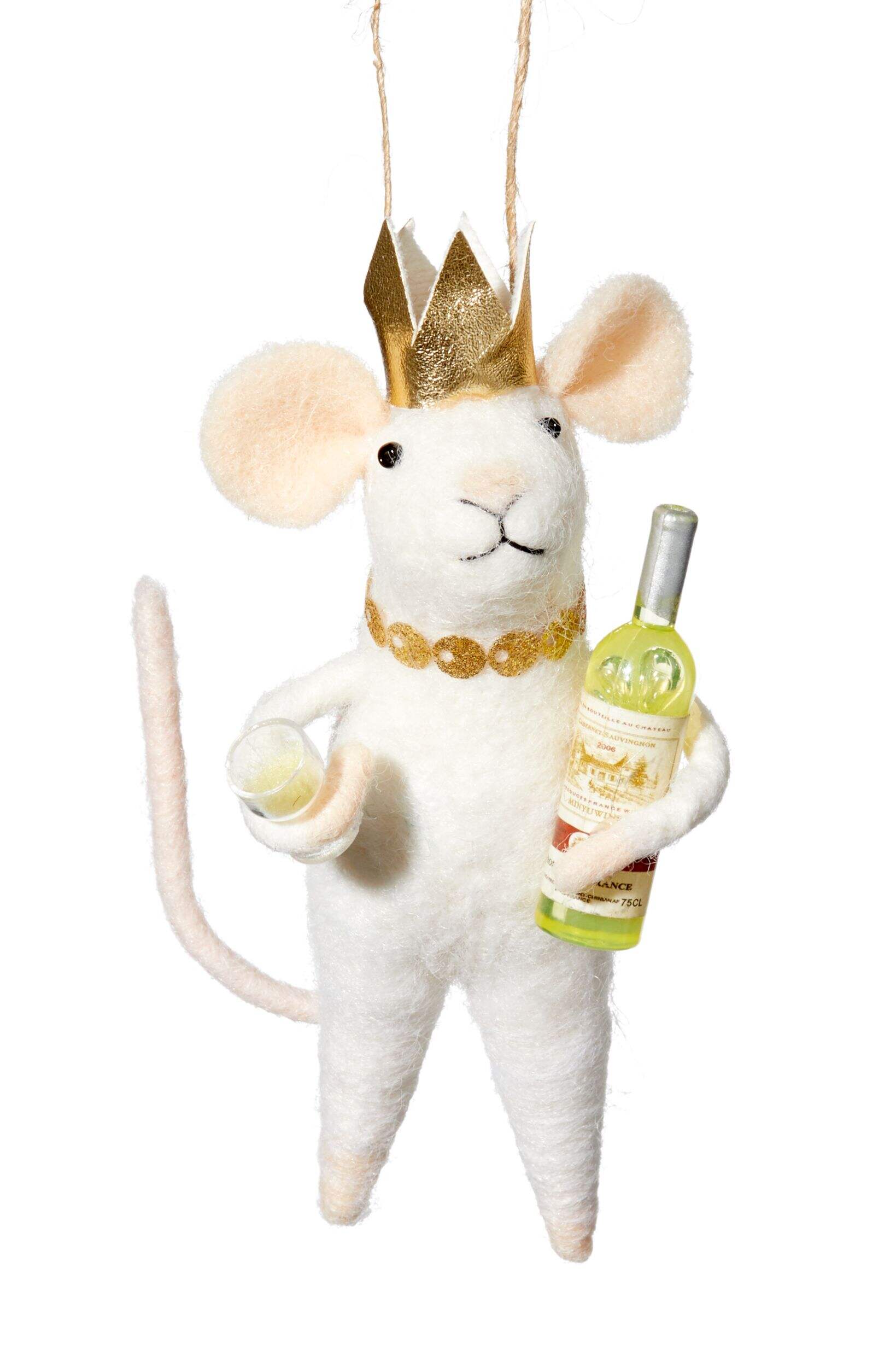 CANVAS Gold Collection New Year's Eve Gold Mouse Christmas Felt Ornament, 5-in Front_Flat