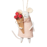 CANVAS Countryside Christmas Mouse with Berries Tree Ornament, 5-in Front_Flat