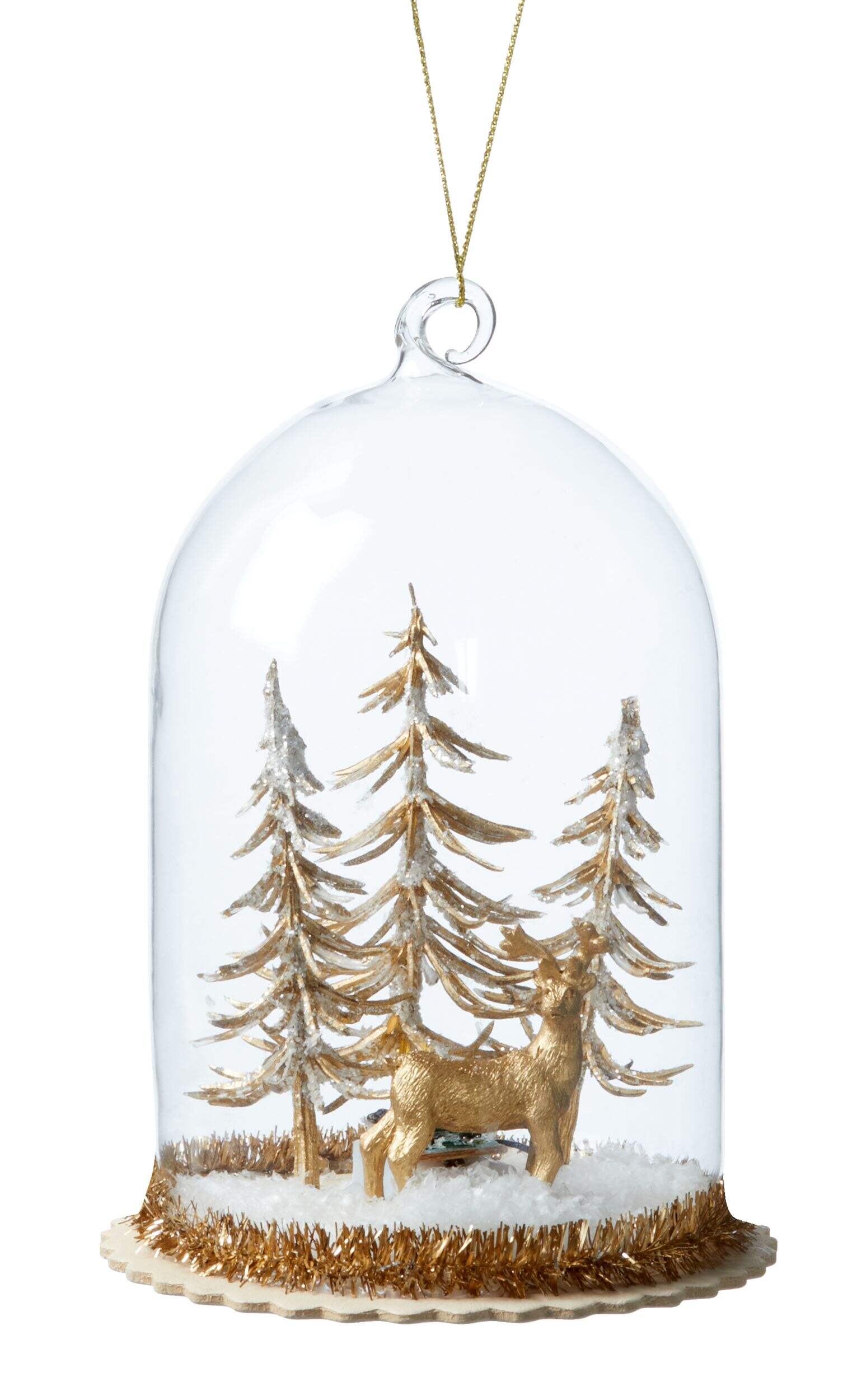 CANVAS Collection Or - Décoration de Noël scène d’hiver lumineuse sous cloche, 5 po Front_Flat