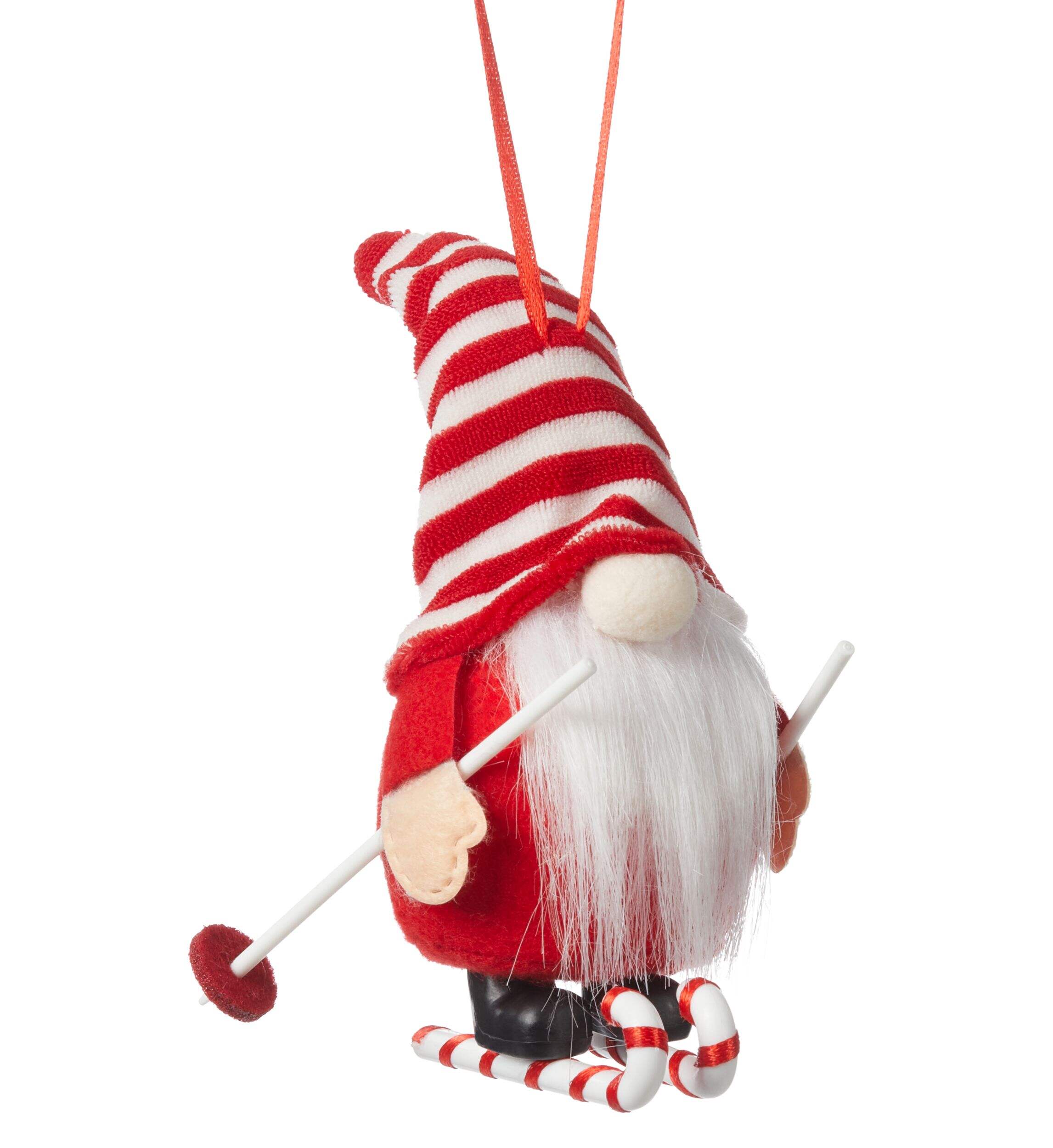 CANVAS Red Collection Skiing Gnome Ornament, 5-in Front_Angled_Right