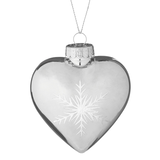 CANVAS Shatterproof Decoration Heart with Snowflake Christmas Ornament, Silver, 4-in Front_Flat