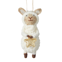 Ornement de Noël en feutre CANVAS de la collection Blanc, souris en vêtements de mouton, 5 po Front_Flat