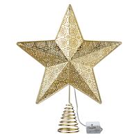 CANVAS Pre-Lit Gold Metal Star Tree Topper Front_Flat