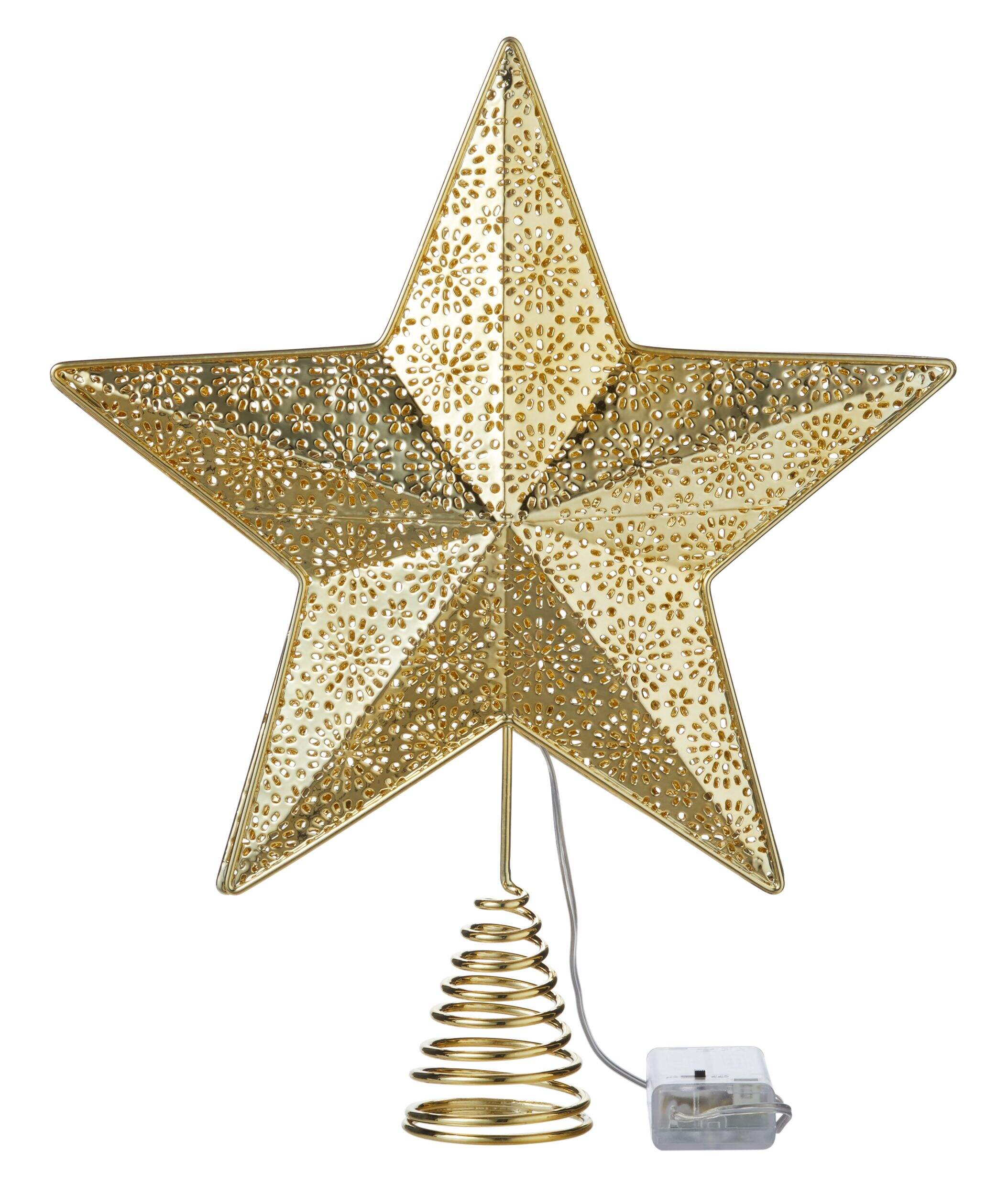 CANVAS - Étoile de cime  pré-éclairée pour sapin de Noël en métal doré Front_Flat