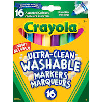 Crayola Broad Line Ultra-Clean Washable Markers, 16-pk Front_Flat