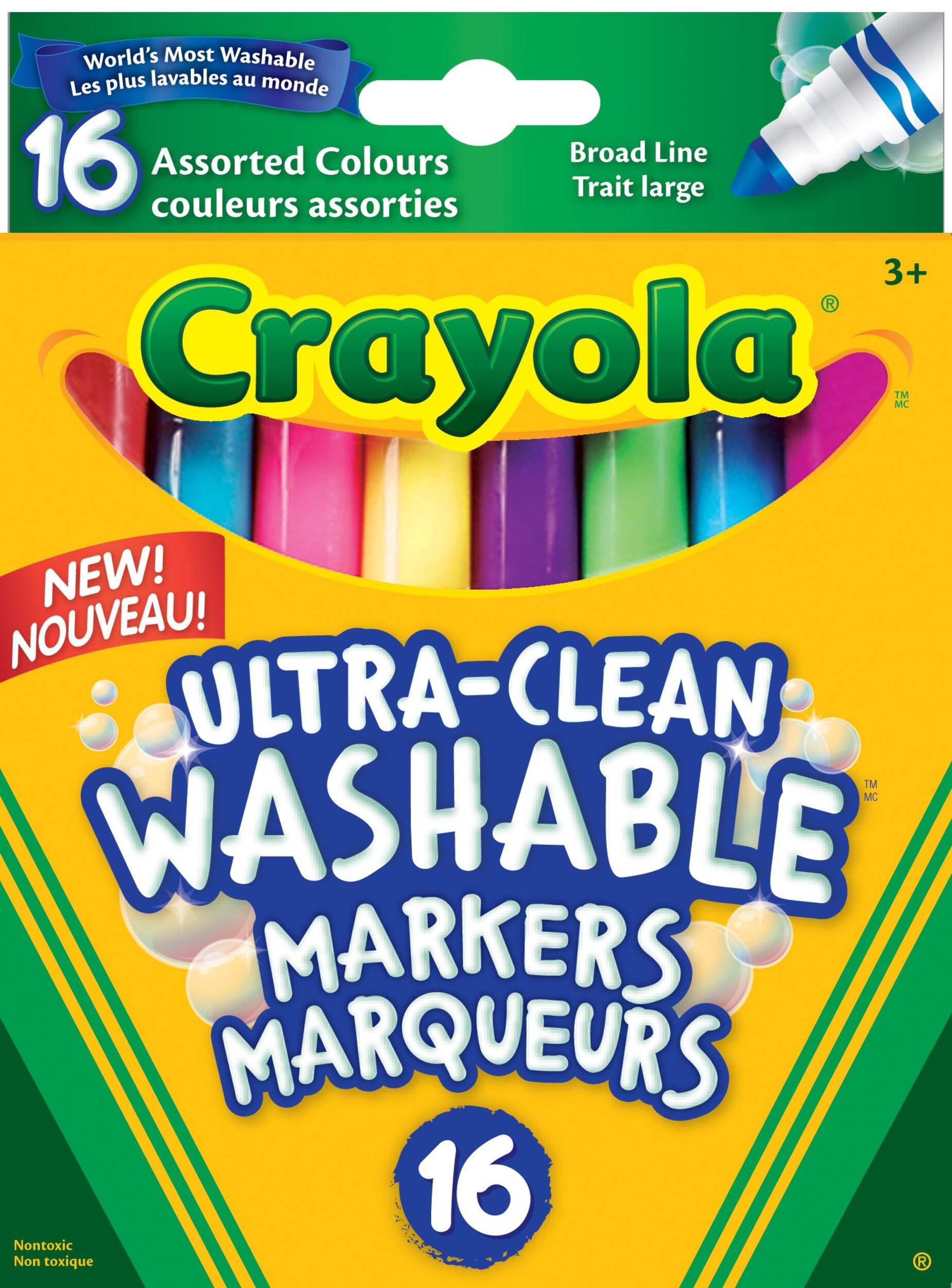 Crayola Broad Line Ultra-Clean Washable Markers, 16-pk Front_Flat