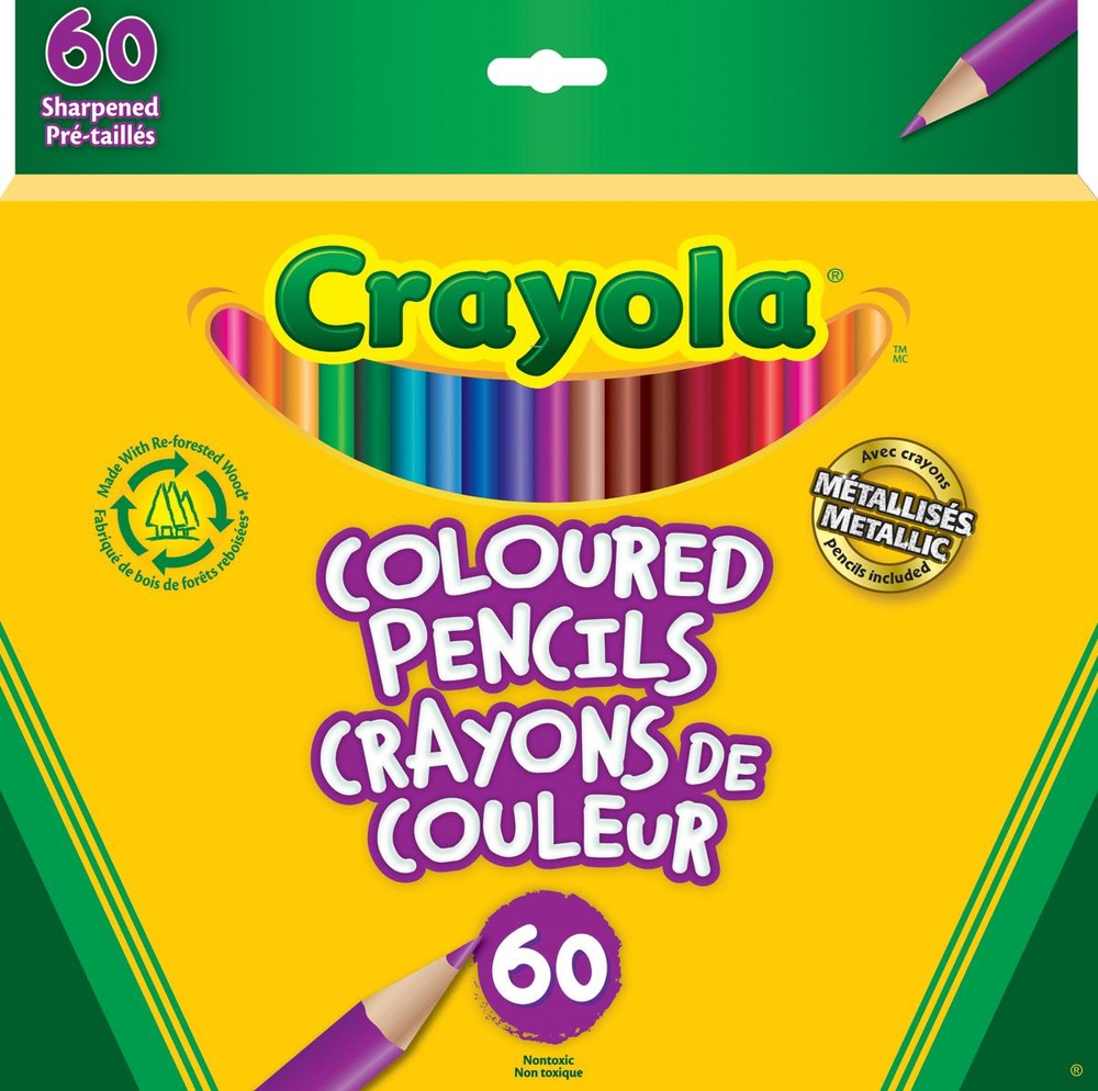 Crayola Sharpened Coloured Pencil Crayons, 60pk Canadian Tire