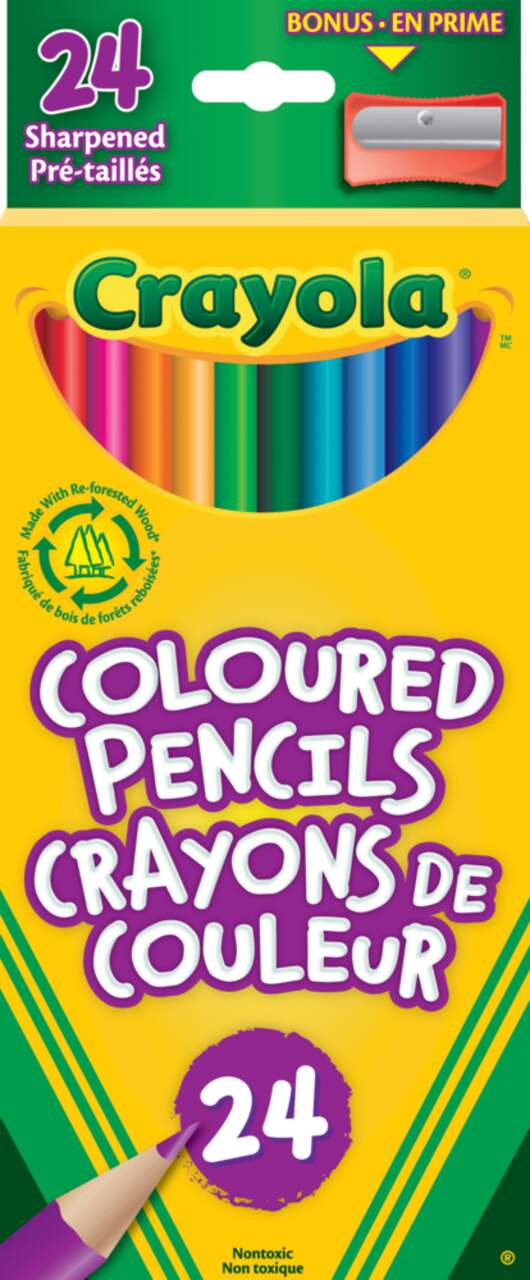 Boîte de 20 crayons de couleurs, bois, pré aiguisé