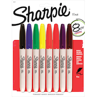 Sharpie Permanent Fine Point Markers, Assorted Colours, 8-pk