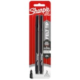 Sharpie Felt Tip Pens, Fine Point (0.4mm), Black, 2 Count Front_Flat