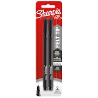 Sharpie Felt Tip Pens, Fine Point (0.4mm), Black, 2 Count Front_Flat