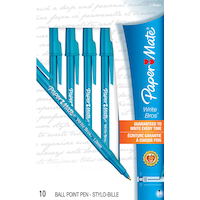 Paper Mate Ballpoint Pens, Write Bros. Blue Ink Pens, Medium Point (1.0mm), 10 Count Front_Flat