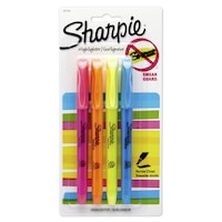 Sharpie Pocket Highlighters, Assorted Colours, Chisel Tip, 4 Count