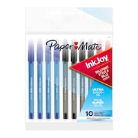 Paper Mate InkJoy 100ST Ballpoint Pens, Medium Point (1.0mm), Assorted (Black, Blue, Red), 10 Count Front_Flat