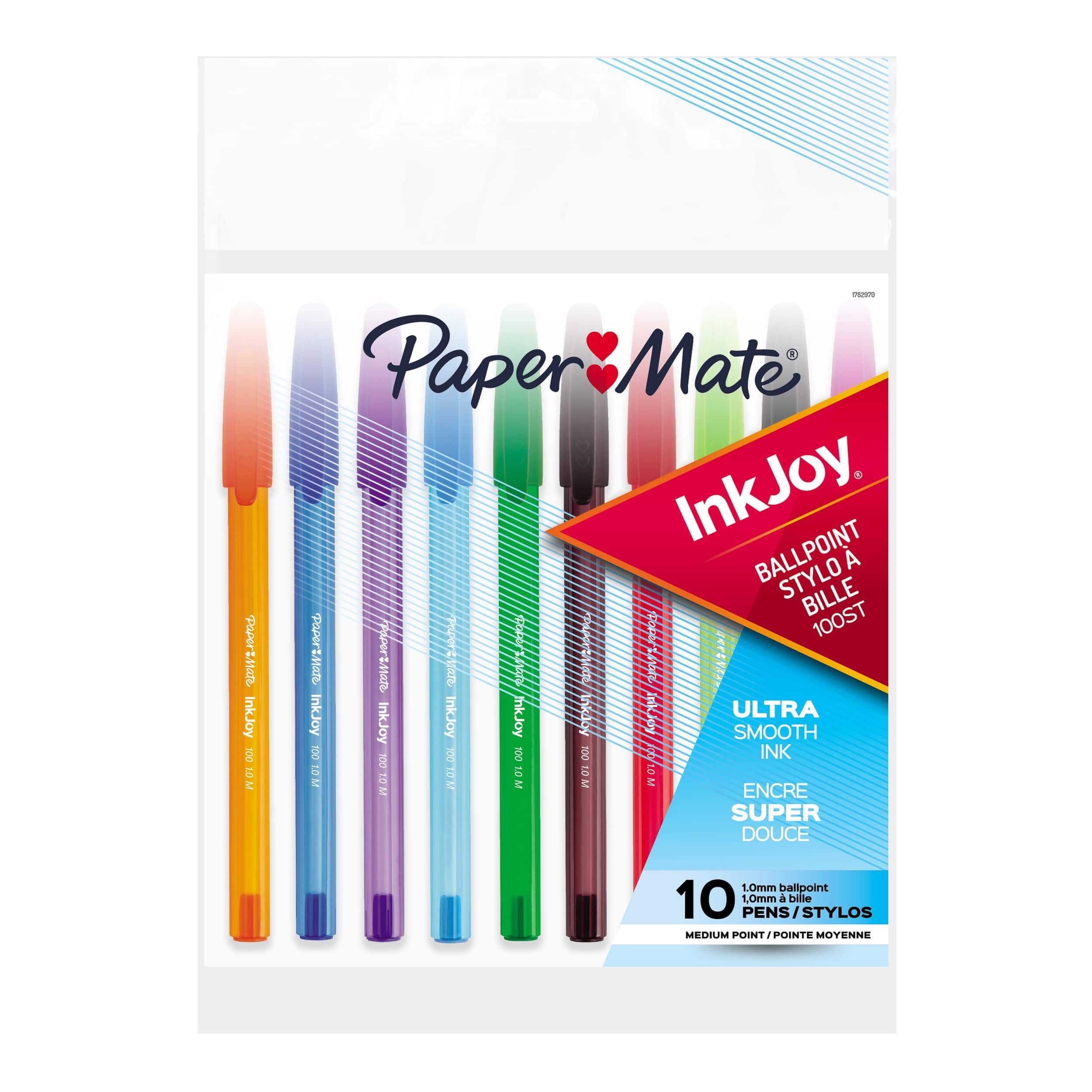 Paper Mate InkJoy 100ST Ballpoint Pens, Medium Point (1.0mm), Assorted  Colours, 10 Count