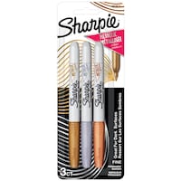 Sharpie Metallic Permanent Markers, Fine Point, Assorted Colours, 3 Count Front_Flat
