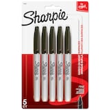 Sharpie Permanent Markers, Fine Point, Black, 5 Count Front_Flat