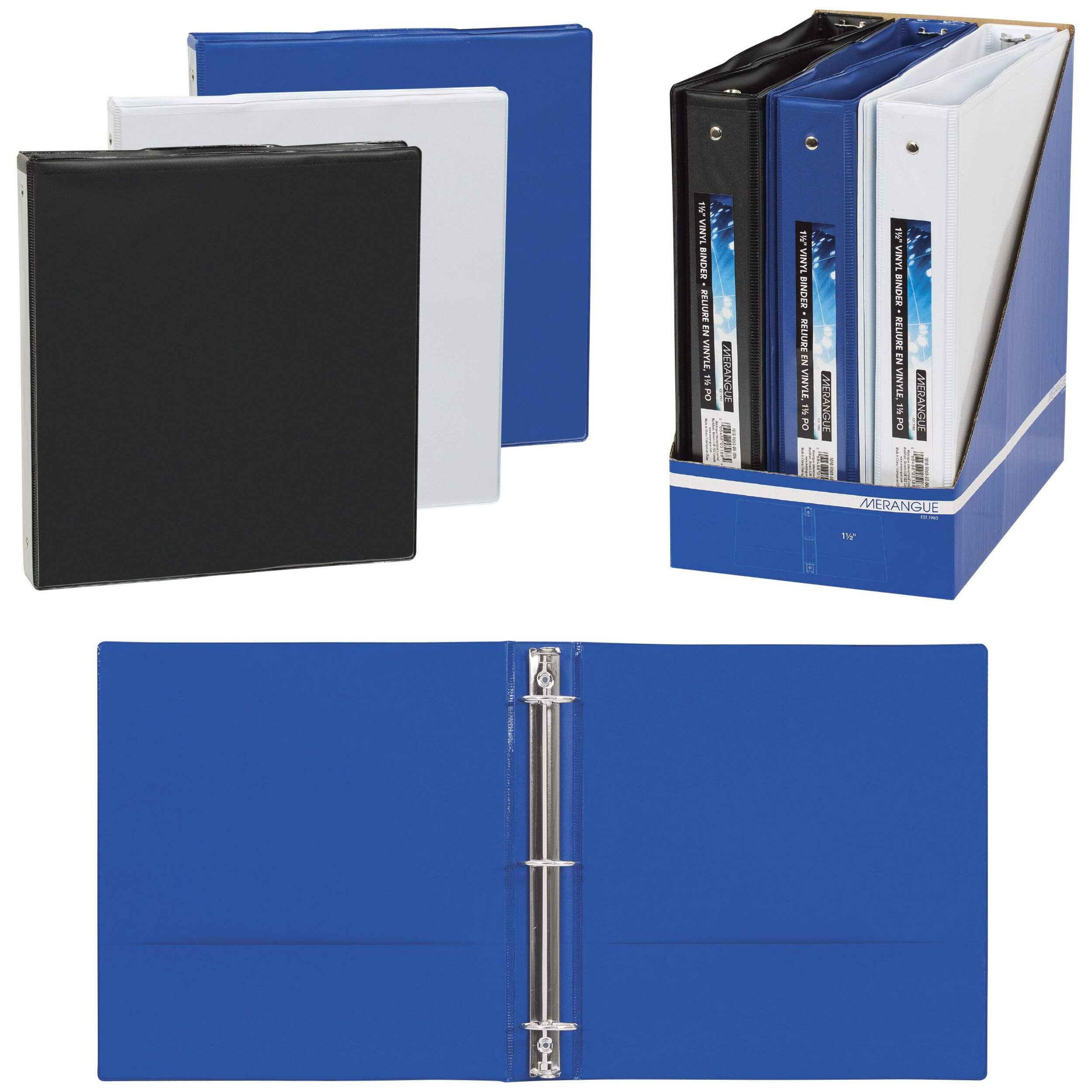 Merangue Vinyl View 3-Ring Binder, 1-1/2", Assorted Colours Composite_or_Mixed