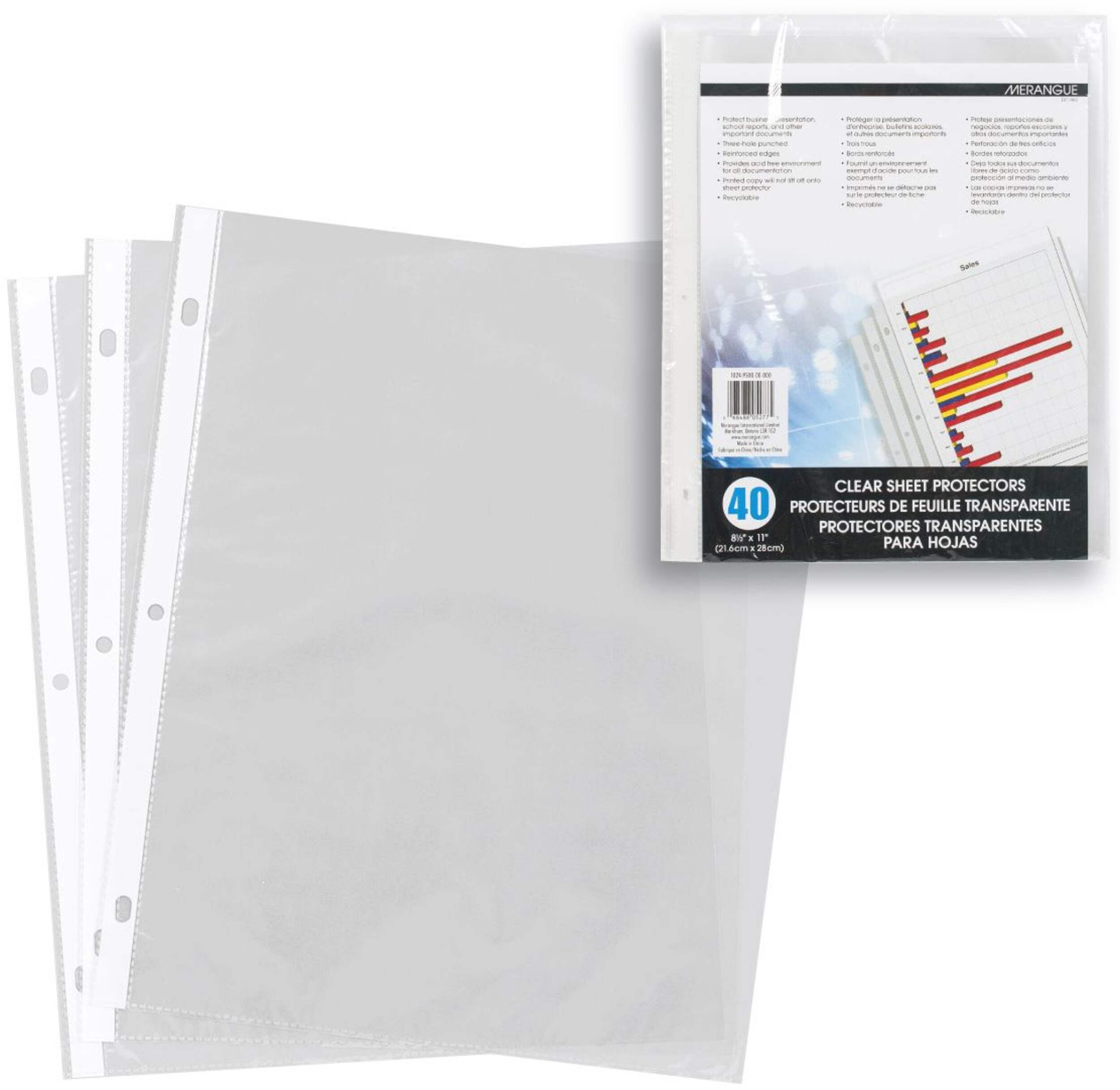 Merangue Clear Sheet/Page Protectors, Letter Size, 40 Pack Overhead_Flat